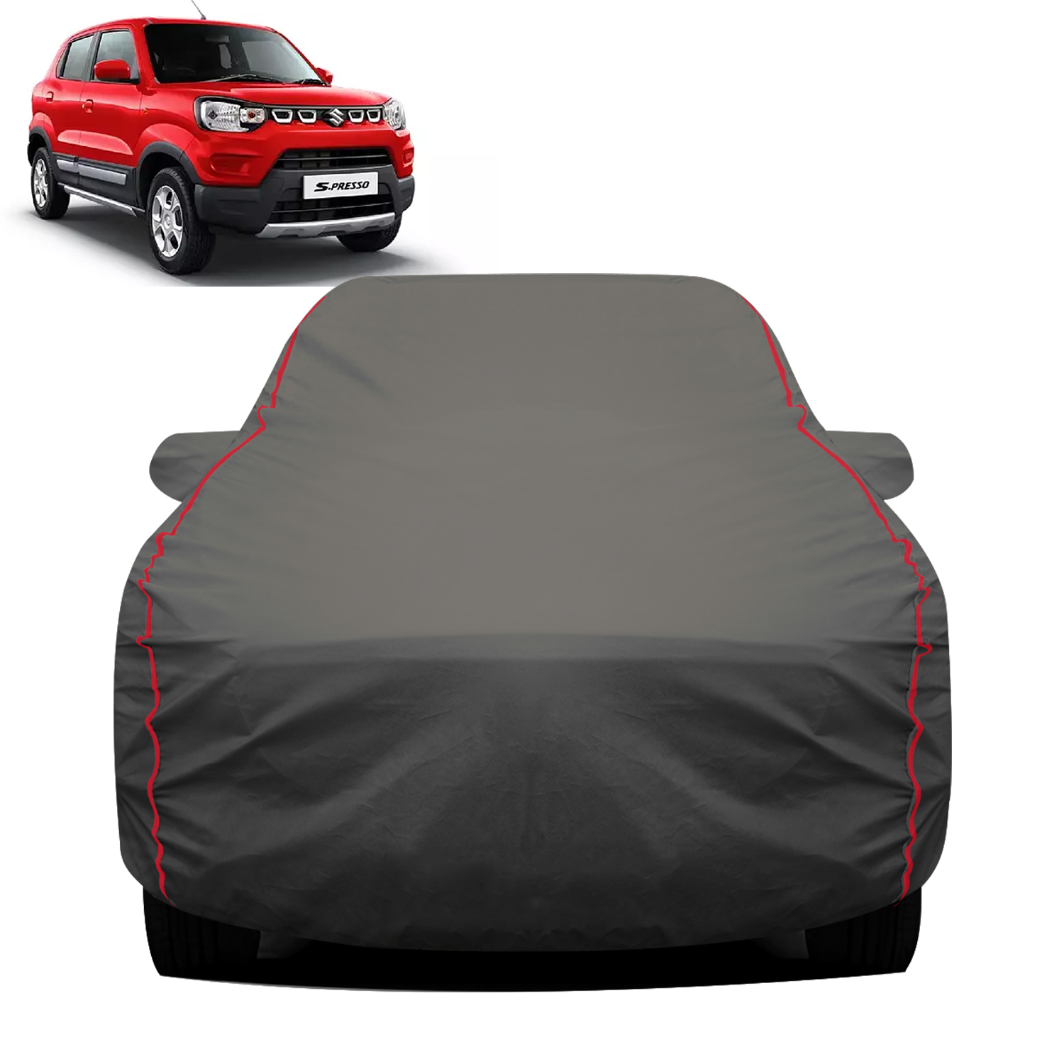 Carzex 2x2 Heavy Duty Red Border Car Body Cover Without Antenna For Maruti Suzuki S-Cross